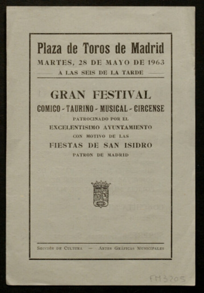 Miniatura de Gran festival cómico, taurino, musical, circense...: [programa]