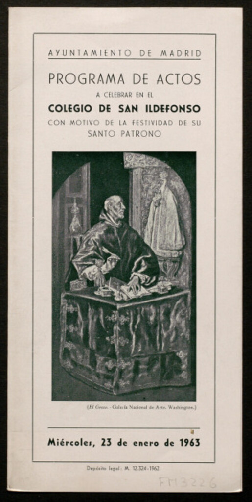 Miniatura de Programa de actos a celebrar en el colegio de San Ildefonso con motivo de la festividad de su santo patrono