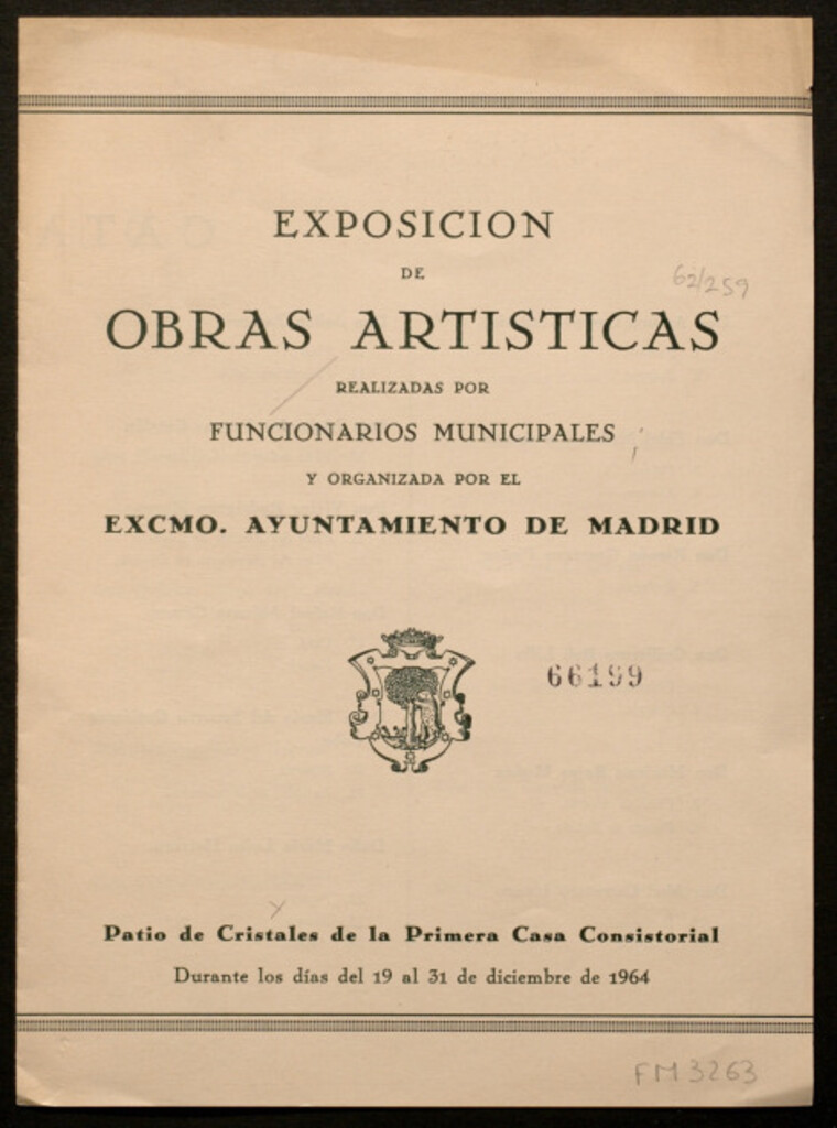 Miniatura de Exposición de obras artísticas : realizadas por funcionarios municipales y organizada por el Exmo. Ayuntamiento de Madrid