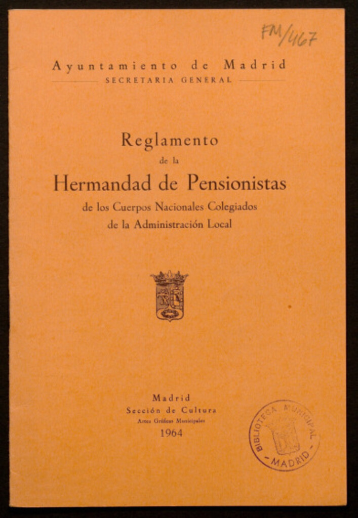 Miniatura de Reglamento de la Hermandad de Pensionistas de los Cuerpos Nacionales Colegiados de la Administración Local