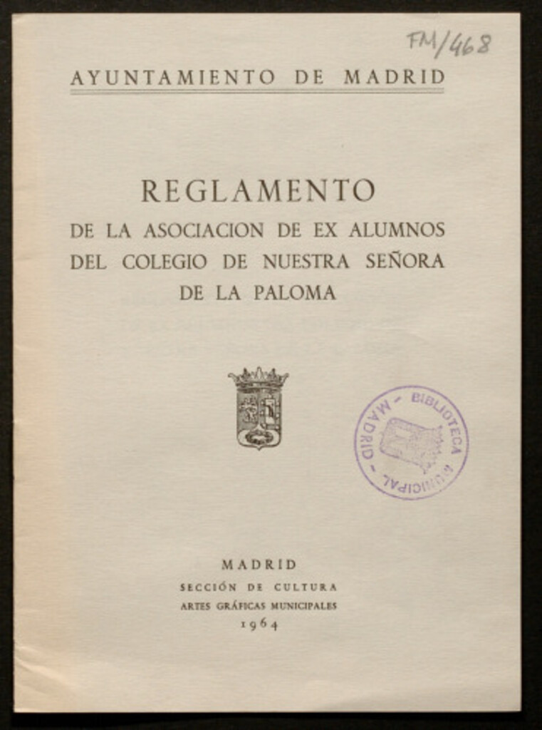 Miniatura de Reglamento de la Asociación de ex-alumnos del Colegio de Nuestra Señora de la Paloma