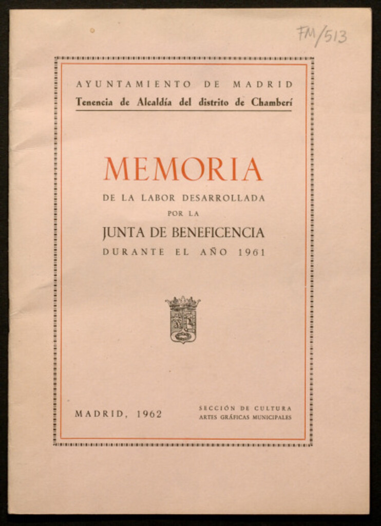 Miniatura de Memoria de la labor desarrollada por la Junta de Beneficencia durante el año 1961