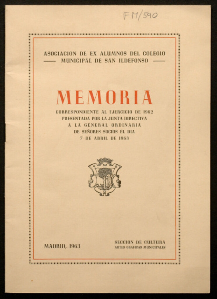 Miniatura de Memoria correspondiente al ejercicio de 1962..