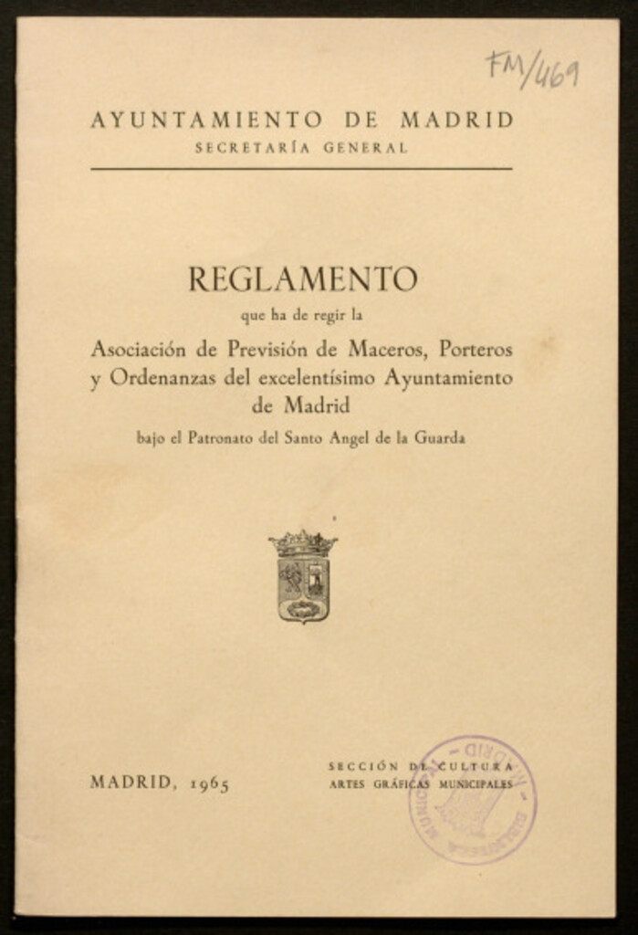 Miniatura de Reglamento que ha de regir la Asociación de previsión de maceros, porteros y ordenanzas...