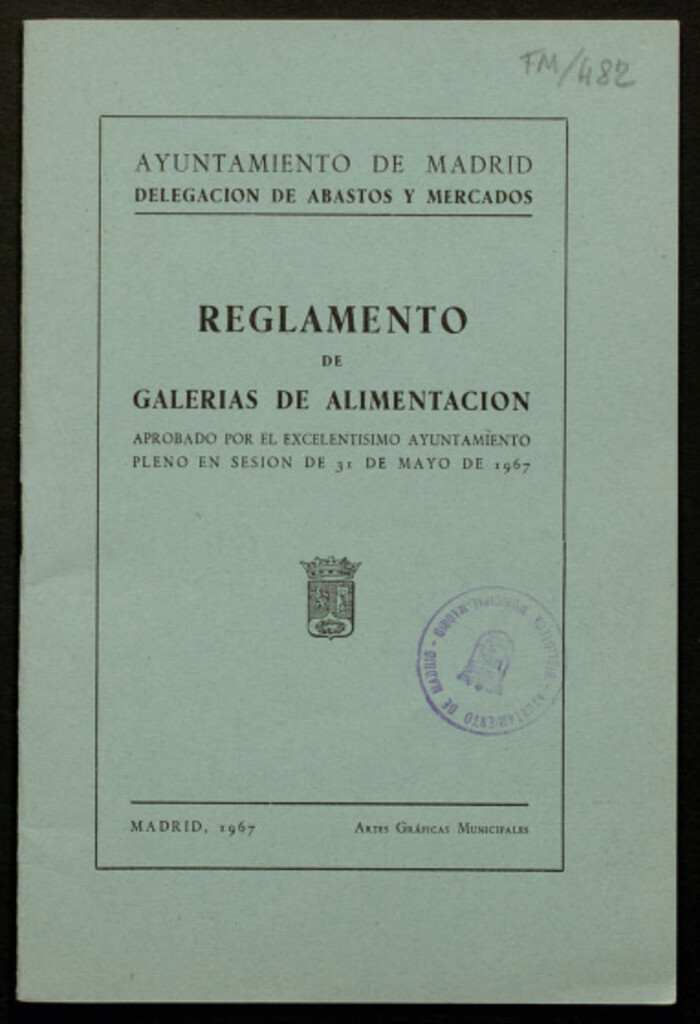 Miniatura de Reglamento de galerias de alimentación aprobado... en sesión de 31 de mayo de 1967
