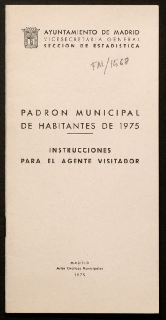 Miniatura de Padrón municipal de habitantes de 1975 : instrucciones para el agente visitador
