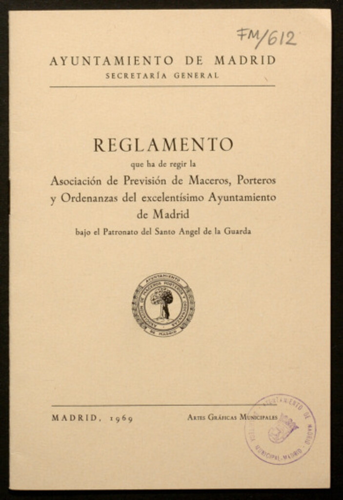 Miniatura de Reglamento que ha de regir la Asociación de previsión de maceros, porteros y ordenanzas.