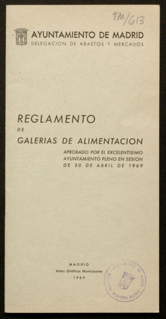 Miniatura de Reglamento de galerías de alimentación aprobado... en sesión de 30 de abril de 1969