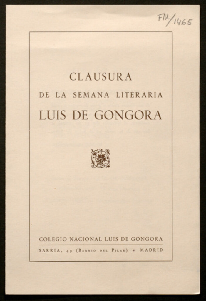 Miniatura de Clausura de la semana literaria Luis de Góngora : [Programa]
