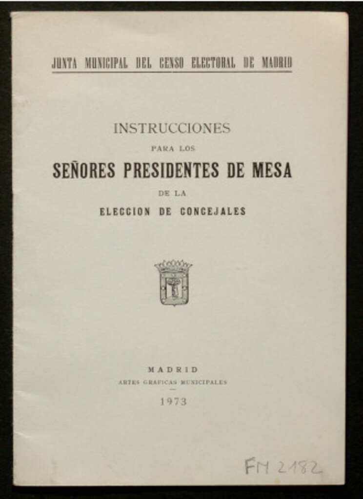 Miniatura de Instrucciones para los señores presidentes de mesa de la elección de concejales
