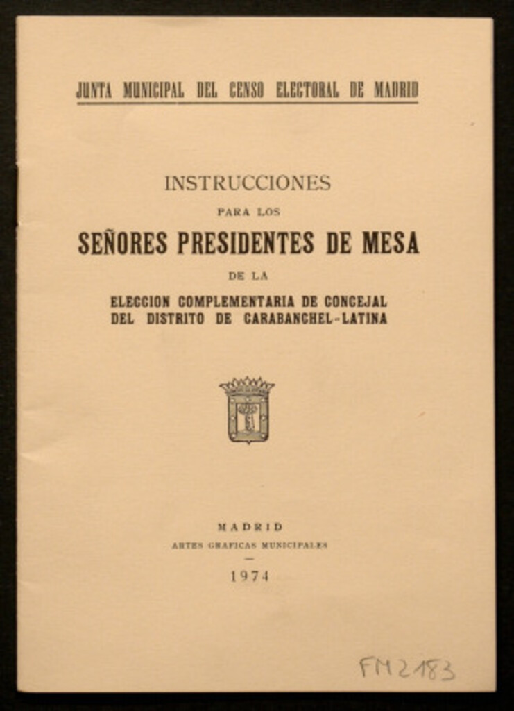 Miniatura de Instrucciones para los señores presidentes de mesa de la elección complementaria de concejal del distrino de Carabanchel-Latina
