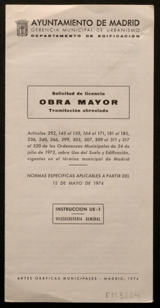 Miniatura de Solicitud de licencia obra mayor: tramitación abreviada... Artículos...de las ordenanzas municipales sobre uso del suelo y edificación...