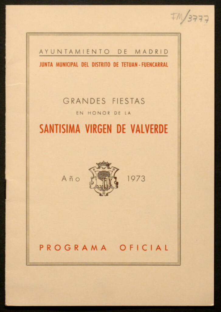 Miniatura de Grandes fiestas en honor de la Santísima Virgen de Valverde : programa oficial