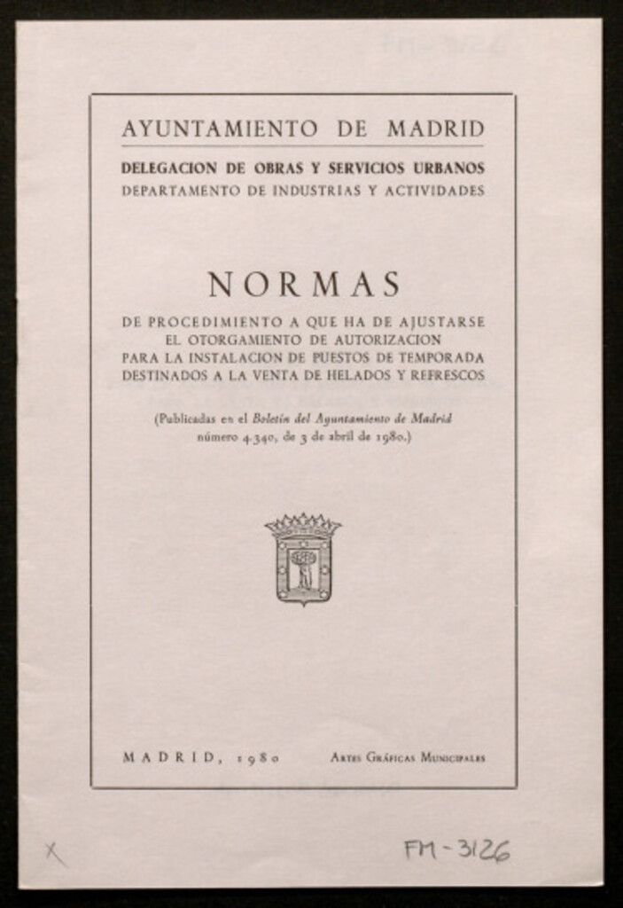 Miniatura de Normas de procedimiento a que ha de ajustarse el otorgamiento de autorización para la instalación de puestos de temporada destinados a la venta de helados