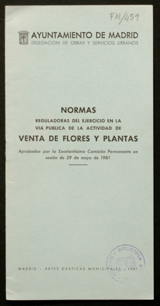 Miniatura de Normas reguladoras del ejercicio en la vía pública de la actividad de venta de flores y plantas...