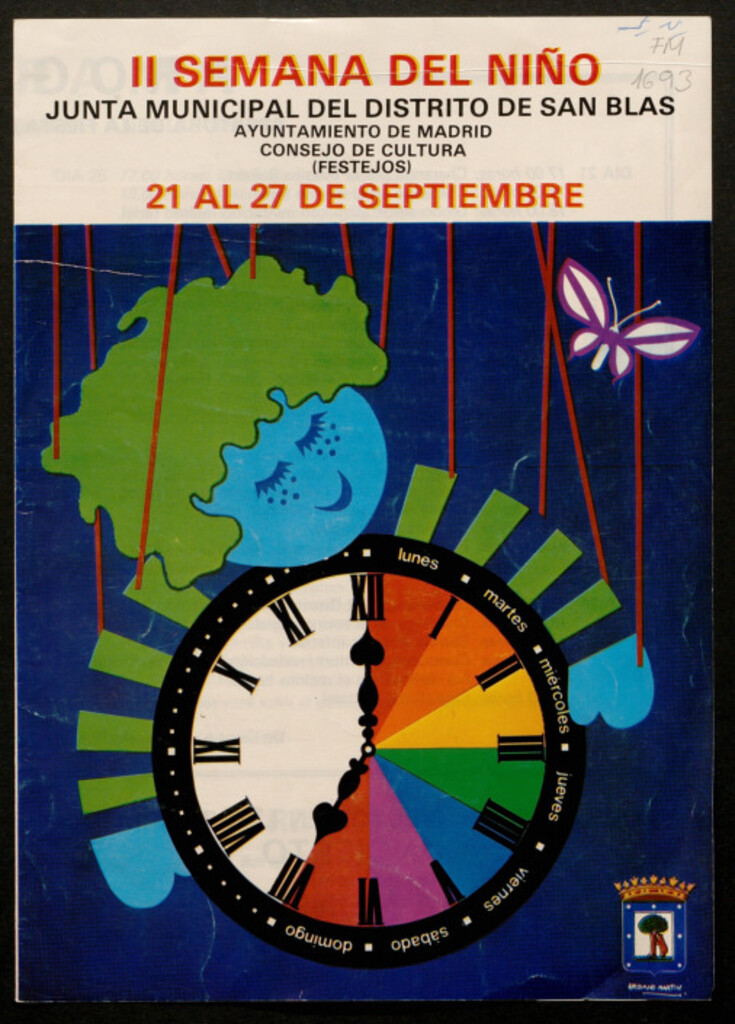 Miniatura de II Semana del Niño, 21 al 27 de septiembre : [organizada por] la Junta Municipal del Distrito de San Blas, Consejo de Cultura (Festejos) ; diseño gráfico, Urbano Martín