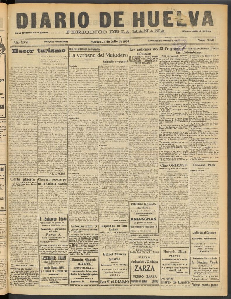 Miniatura de Diario de Huelva : periódico independiente del 24 de julio de 1934