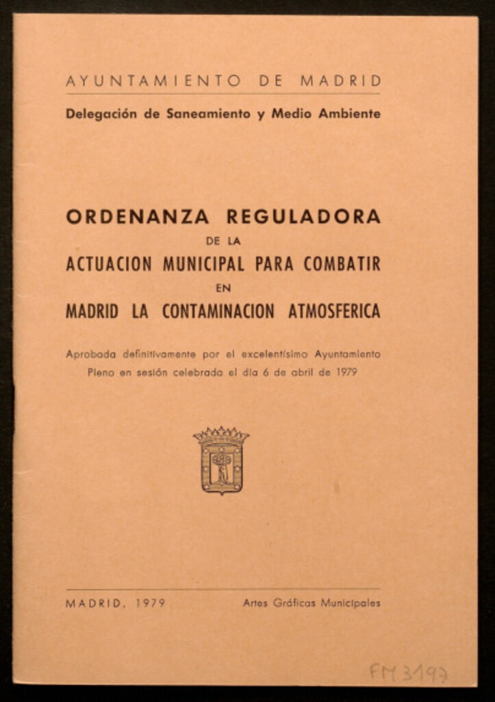 Miniatura de Ordenanza reguladora de la actuación municipal para combatir en Madrid la contaminación atmosférica...
