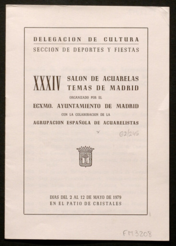 Miniatura de XXXIV salón de acuarelas temas de Madrid organizado por el excmo. Ayuntamiento de Madrid con la colaboraciónde la agrupación española de acuarelistas