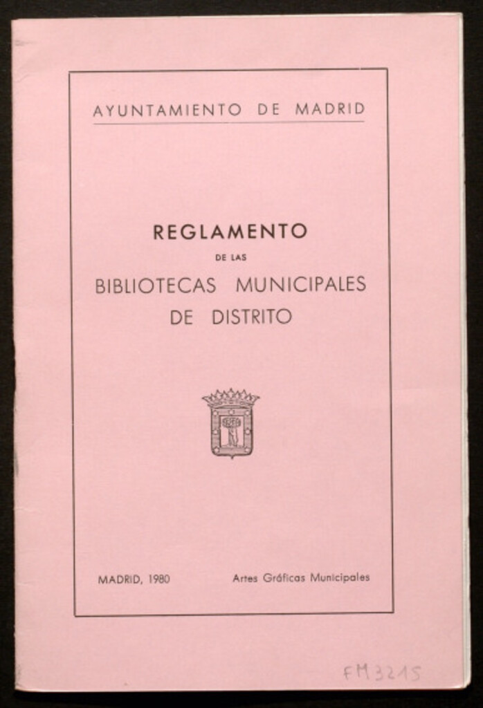 Miniatura de Reglamento de las bibliotecas municipales de distrito