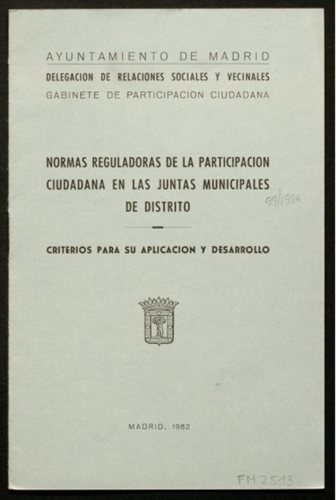 Miniatura de Normas reguladoras de la participación ciudadana en las Juntas municipales de distrito