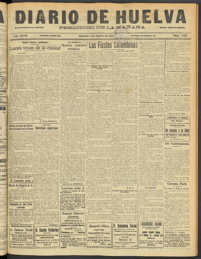 Miniatura de Diario de Huelva : periódico independiente del 4 de agosto de 1934