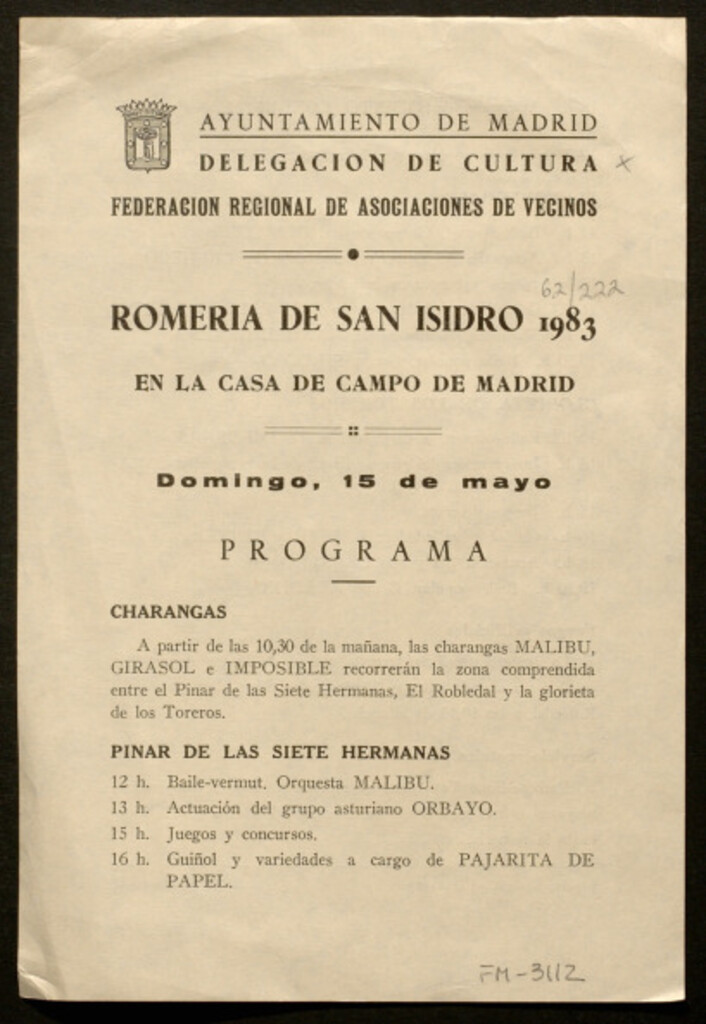 Miniatura de Romería de San Isidro 1983: programa