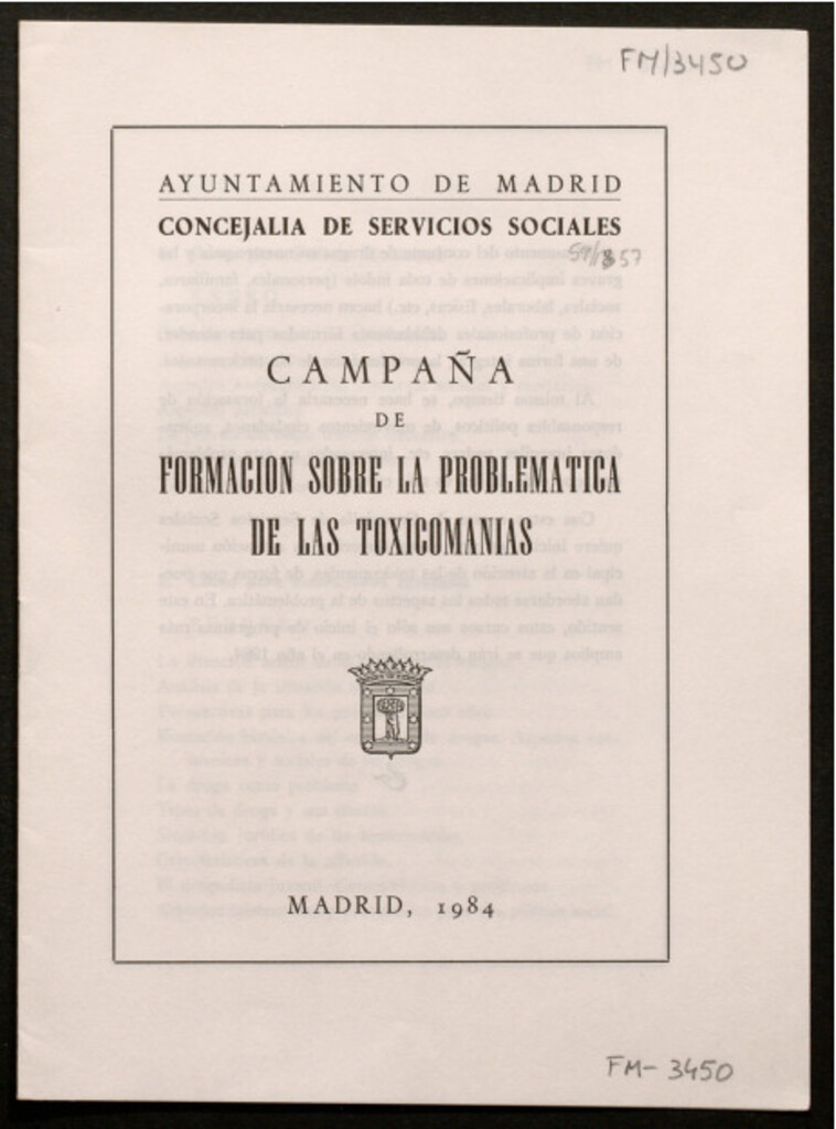 Miniatura de Campaña de formación sobre la problemática de las toxicomanias : Madrid, 1984