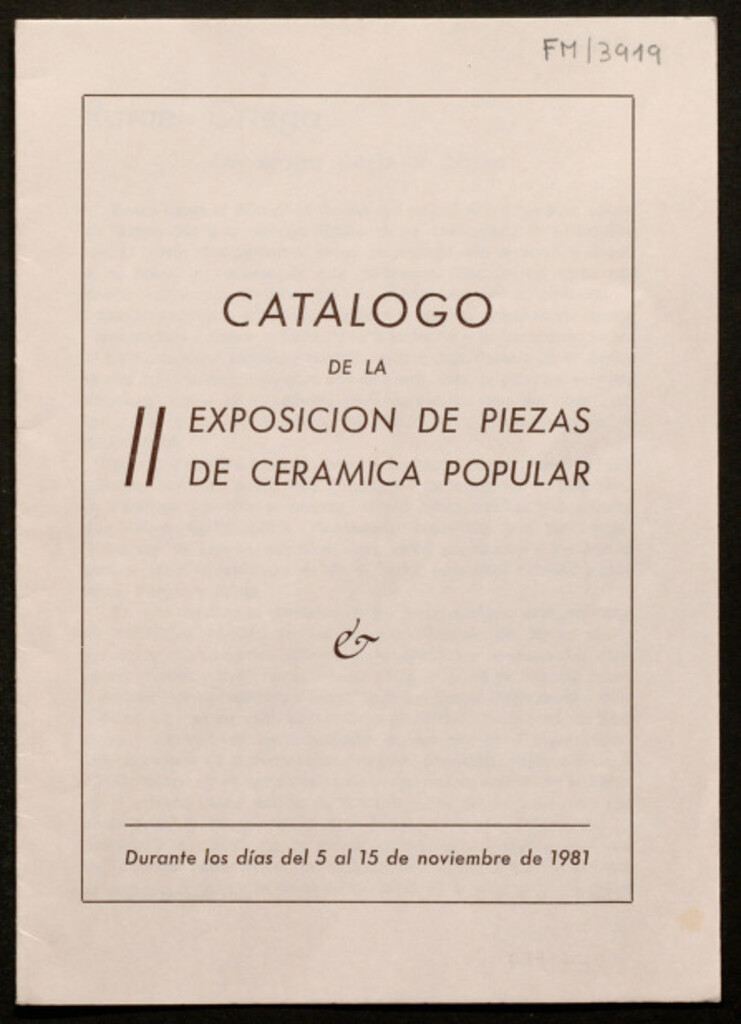 Miniatura de Catálogo de la II Exposición de piezas de cerámica popular : durante los días del 5 al 15 de noviembre de 1981