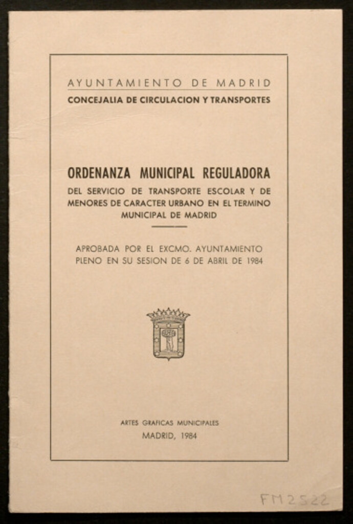 Miniatura de Ordenanza municipal reguladora del servicio de transporte escolar y de menores de carácter urbano en el término municipal de Madrid...
