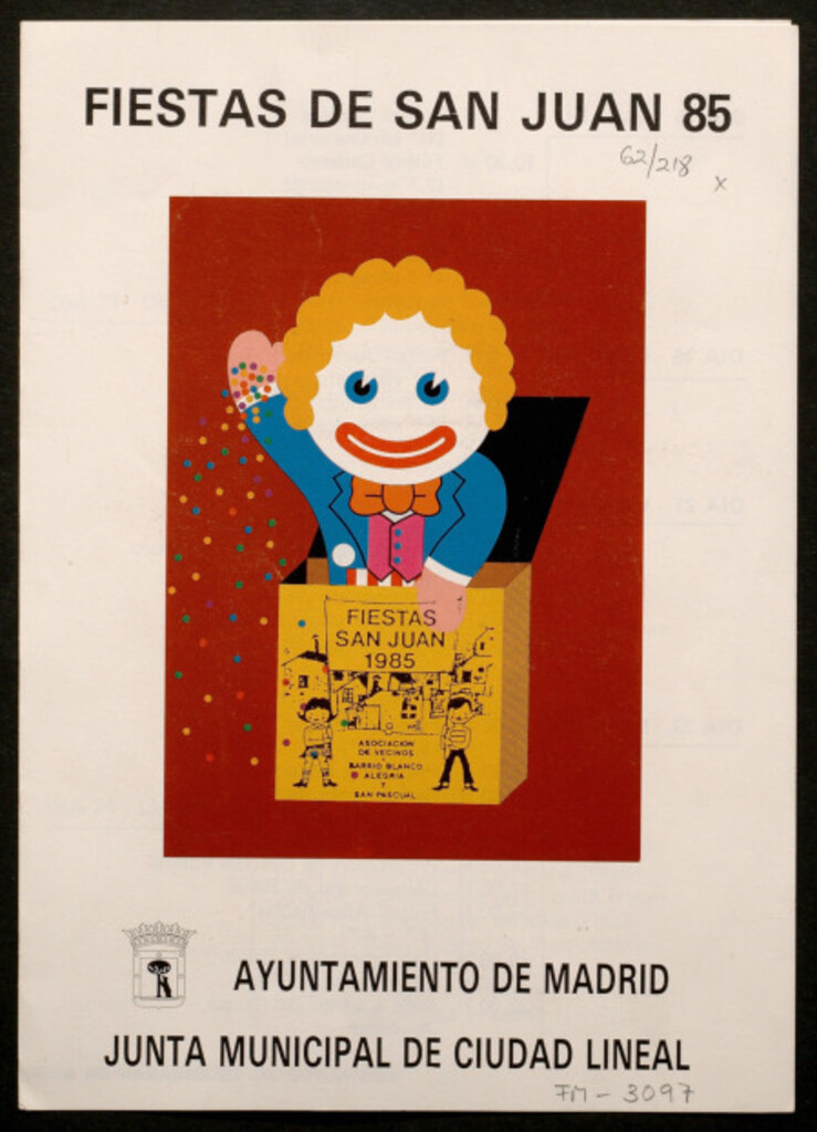 Miniatura de Fiestas de San Juan 85 : [programa] : Asociación de Vecinos Barrio Blanco, Alegría y San Pascual