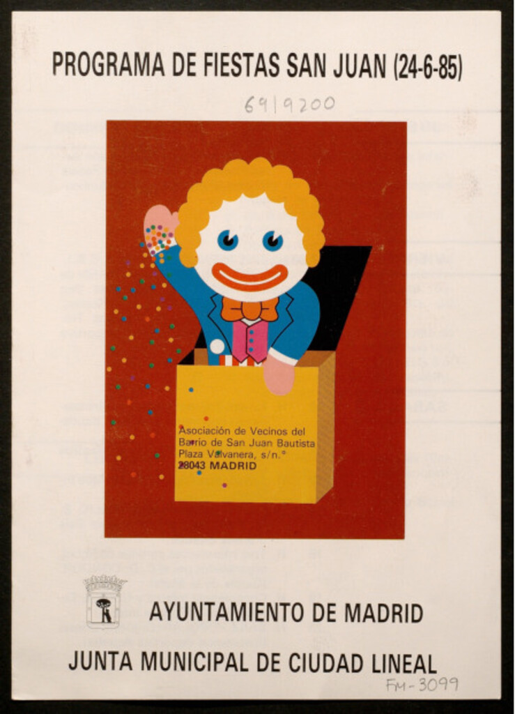 Miniatura de Fiestas de San Juan (24-6-85) : [programa] : Asociación de Vecinos del Barrio de San Juan Bautista