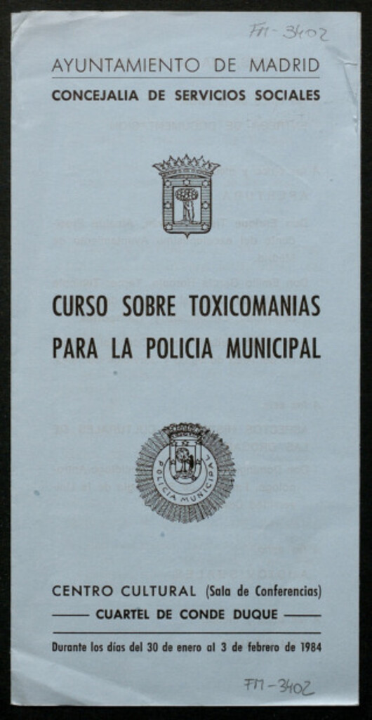 Miniatura de Curso sobre toxicomanias para la policia municipal... durante los días del 30 de enero al 3 de febrero de 1984