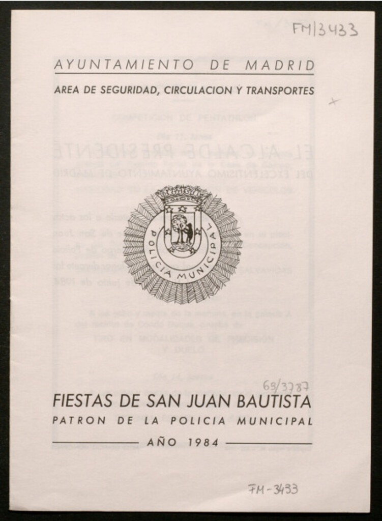 Miniatura de Fiestas de San Juan Bautista : patrón de la Policía Municipal : año 1984