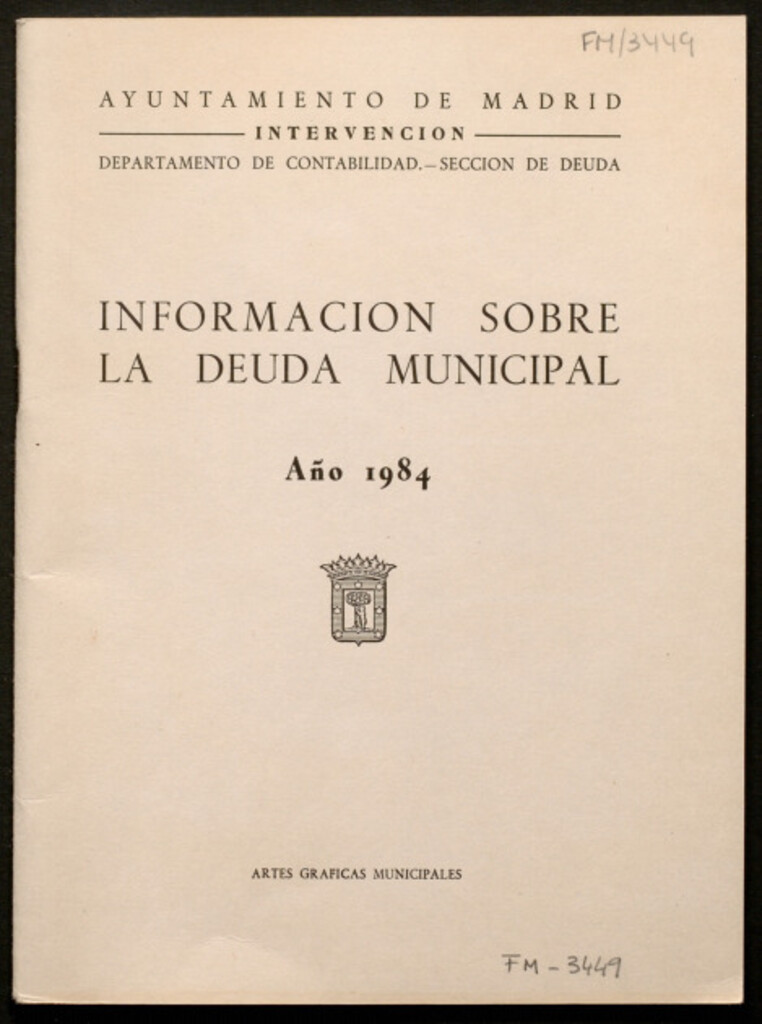Miniatura de Información sobre la deuda municipal : año 1984