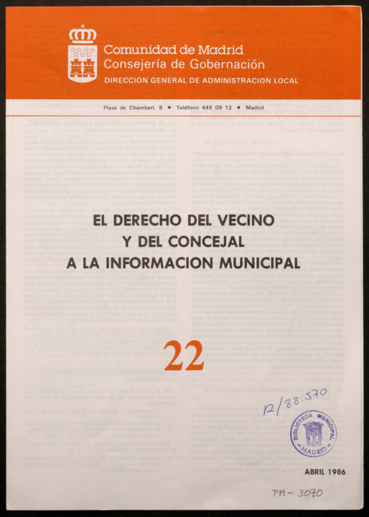Miniatura de El derecho del vecino y del concejal a la información municipal