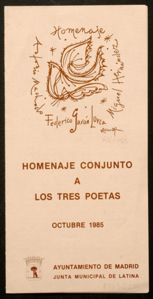Miniatura de Homenaje conjunto a los tres poetas: Antonio Machado, Federico García Lorca y Miguel Hernández : [Programa]