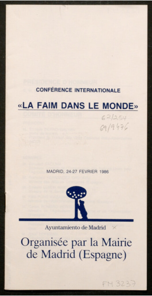 Miniatura de Conérence Internationale La faim dans le monde : Madrid, 24-27 fèvrier 1986