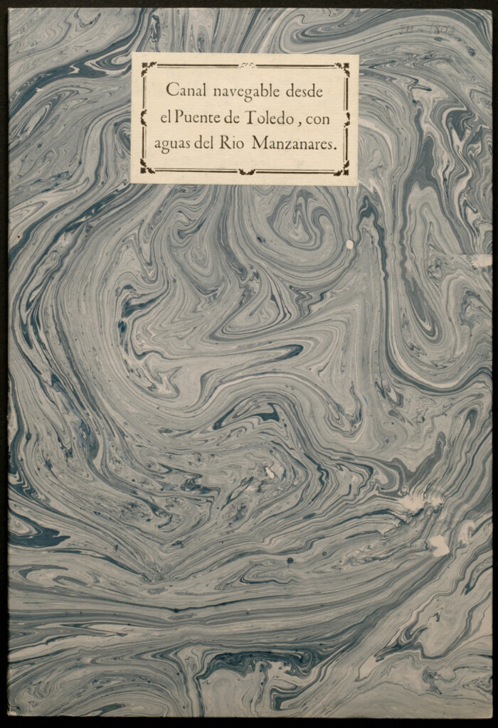 Miniatura de Real cédula de Su Majestad, a consultas del Consejo, aprobando la propuesta hecha por D. Pedro Martinengo y compañía, para hacer a su costa y a expensas un canal navegable desde el Puente de Toledo, con aguas del río Manzanares, y lo demás que contiene
