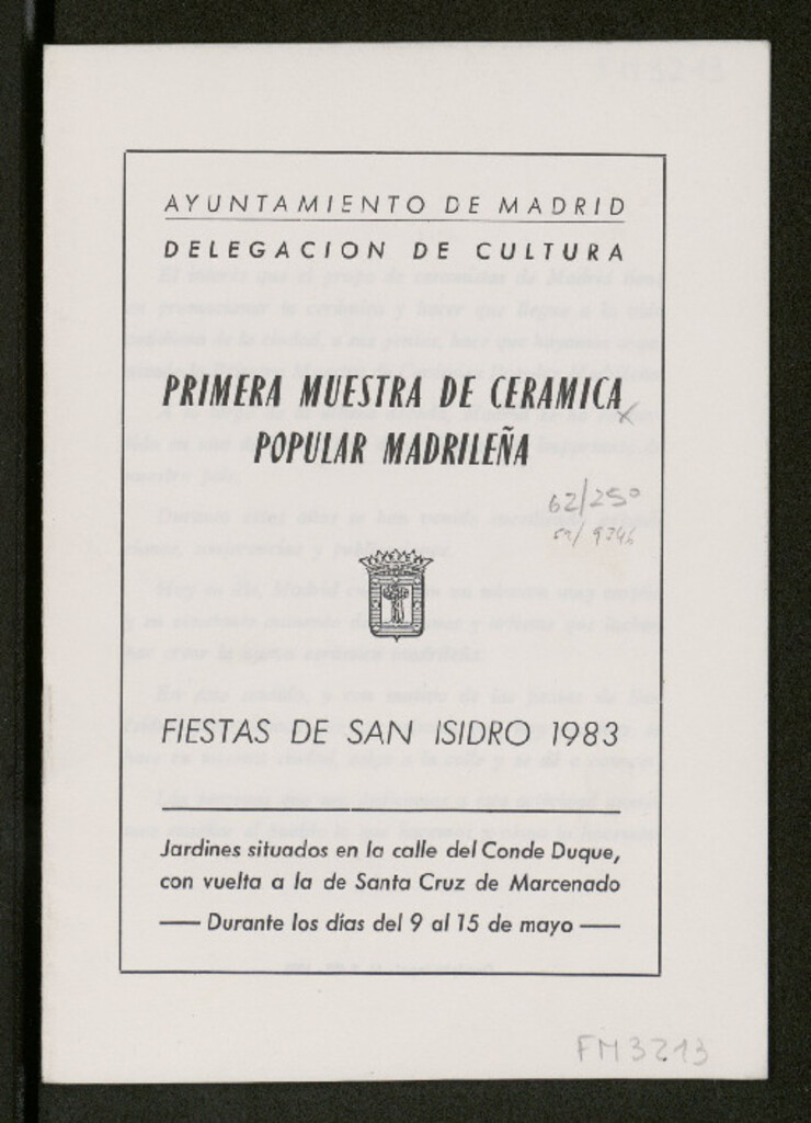 Miniatura de Primera muestra de cerámica madrileña: fiestas de San Isidro 1983