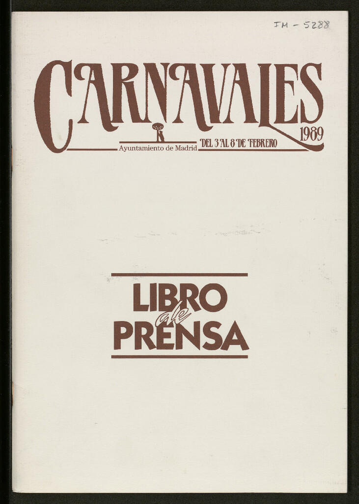 Miniatura de Carnavales 1989 : del 3 al 8 de febrero : libro de prensa