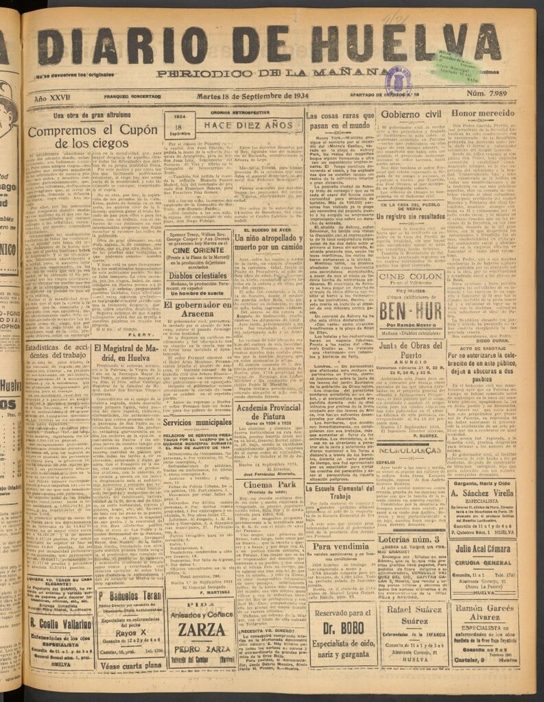 Miniatura de Diario de Huelva : periódico independiente del 18 de septiembre de 1934