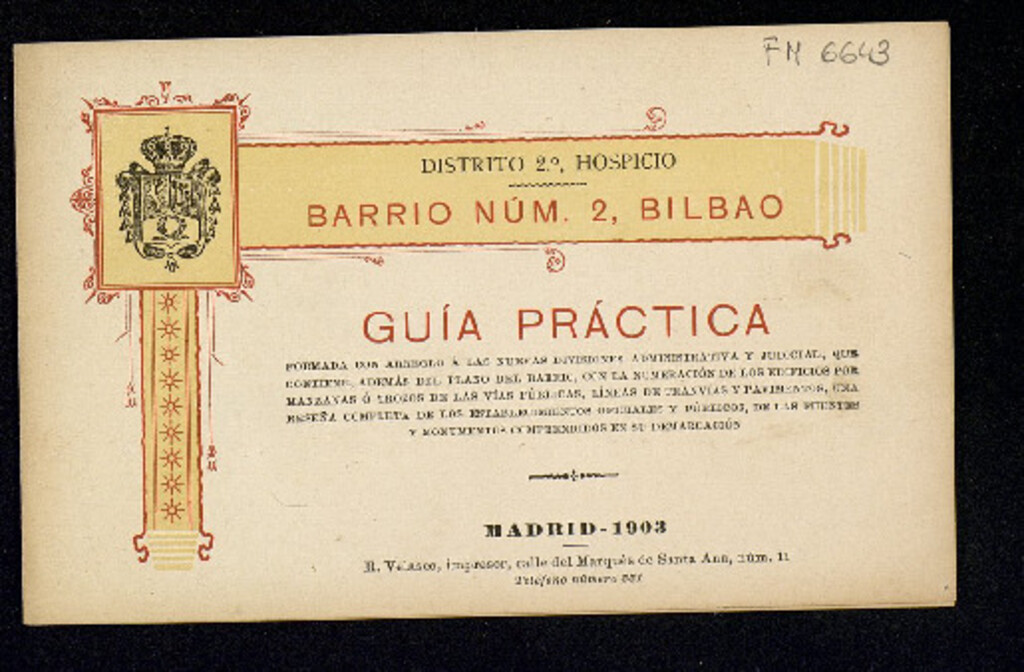 Miniatura de Guía práctica de Madrid formada con arreglo a las nuevas divisiones administrativa y judicial que contiene, además del plano del barrio ... una reseña completa de los establecimientos oficiales y públicos de las fuentes y monumentos comprendidos en su dem