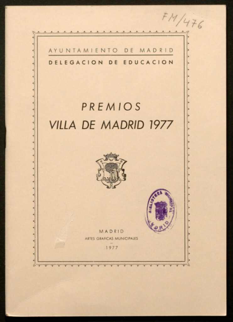 Miniatura de Premios Villa de Madrid 1977 : [bases]