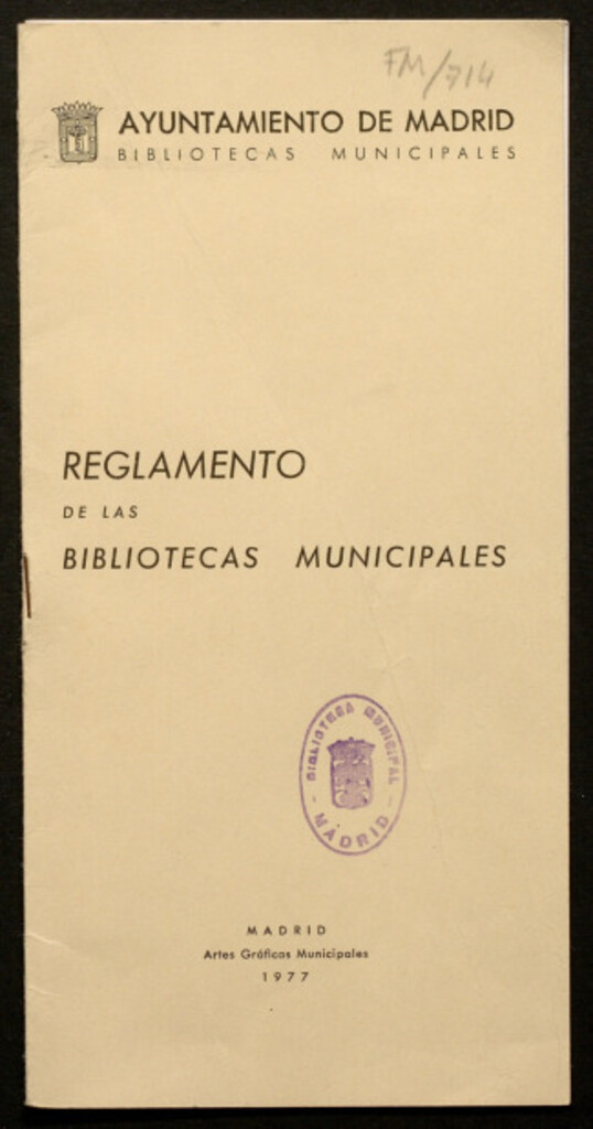 Miniatura de Reglamento de las Bibliotecas Municipales