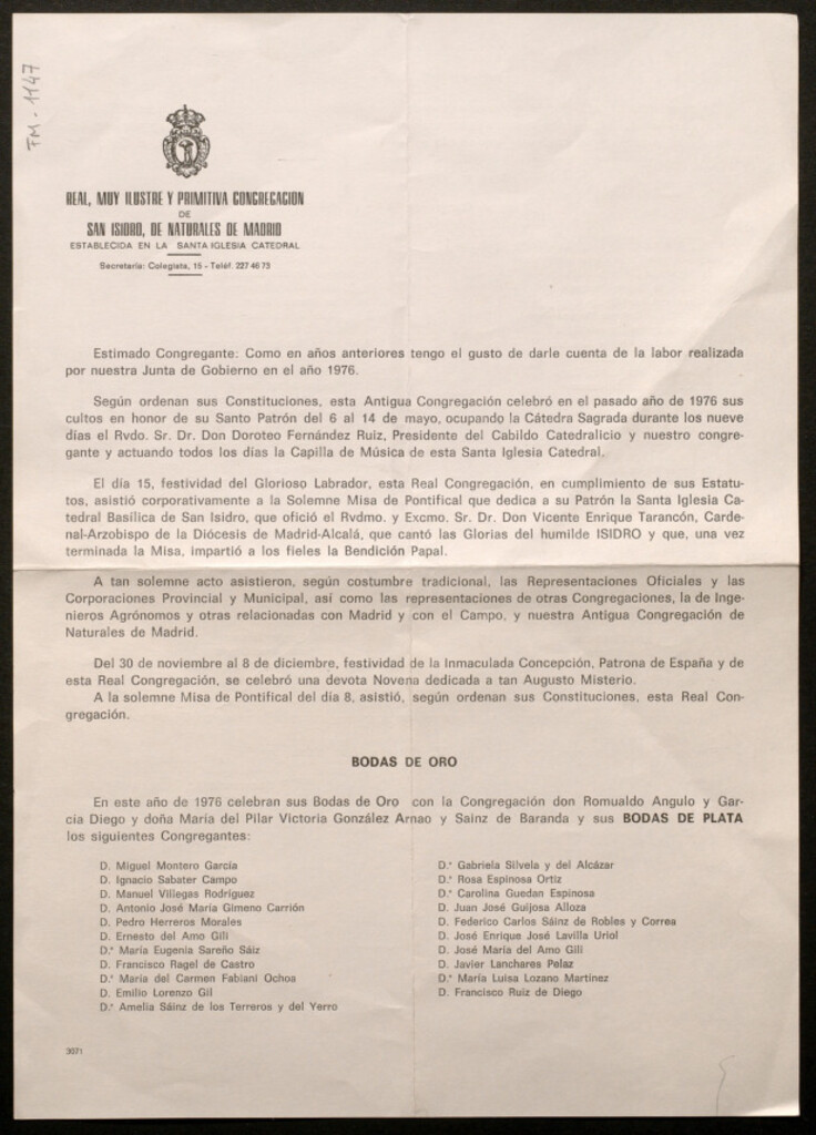Miniatura de [Carta del Secretario a los congregantes]