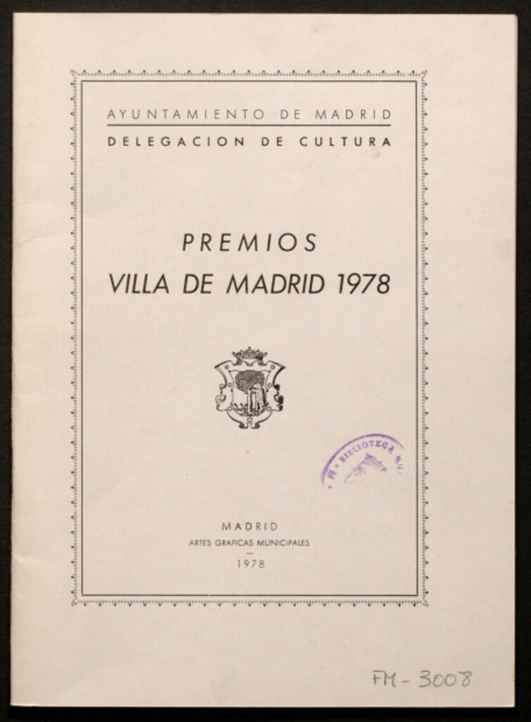 Miniatura de Premios Villa de Madrid 1978 : [bases]