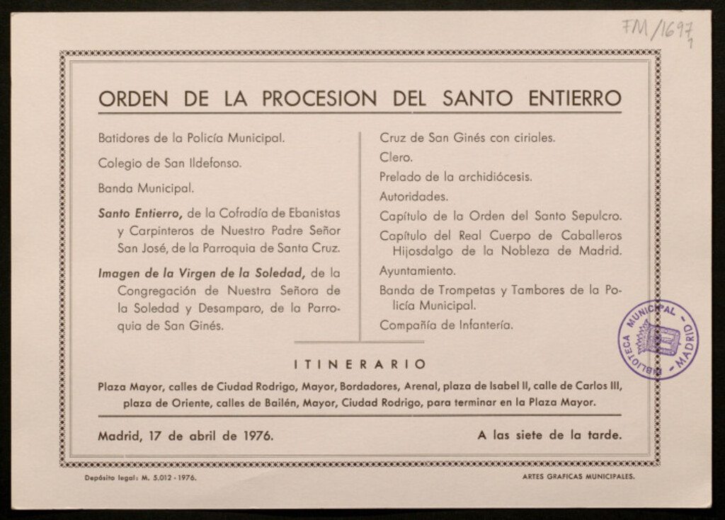 Miniatura de Orden de la Procesión del Santo Entierro