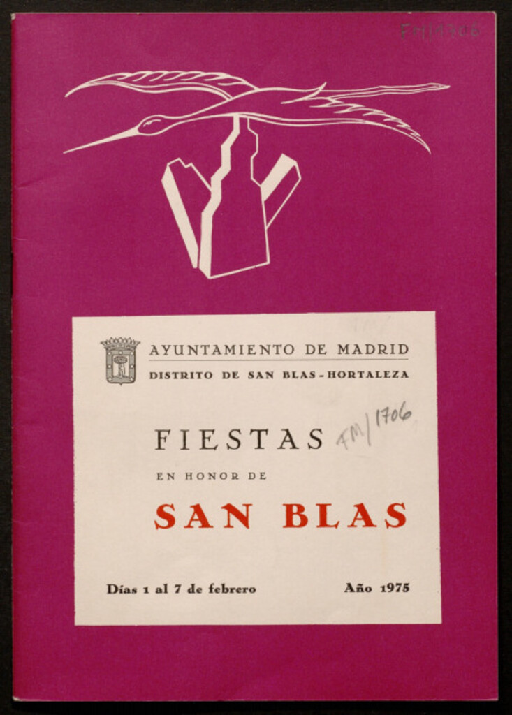 Miniatura de Grandes festejos organizados en honor de su Santo patrono San Blas durante los días del 1 al 7 de febrero de 1975 : programa oficial