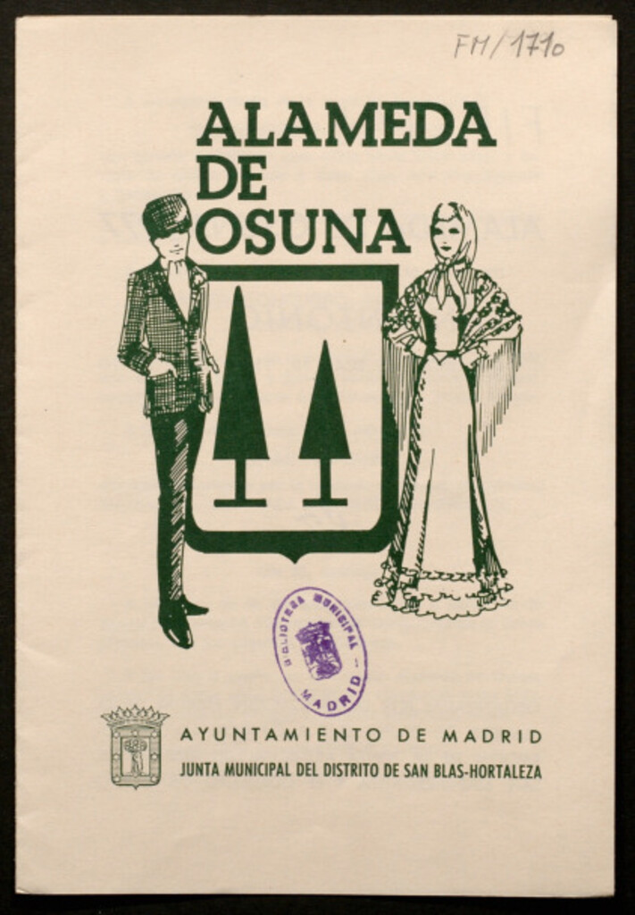 Miniatura de Fiestas de la Alameda de Osuna 1977 en honor de San a ntonio durante los días 10, 11 y 12 de junio / organizadas por la Asociación Familiar de la Alameda de Osuna (A.F.A.O.) con la colaboración de la Junta Municipal del distrito de San Blas-Hortaleza y el